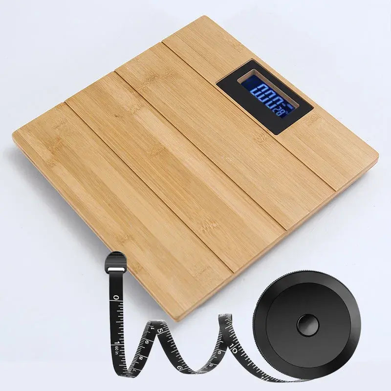 Wood Bathroom Scale Smart Body Fat Scale with 60 Inch Soft Measuring Tape.