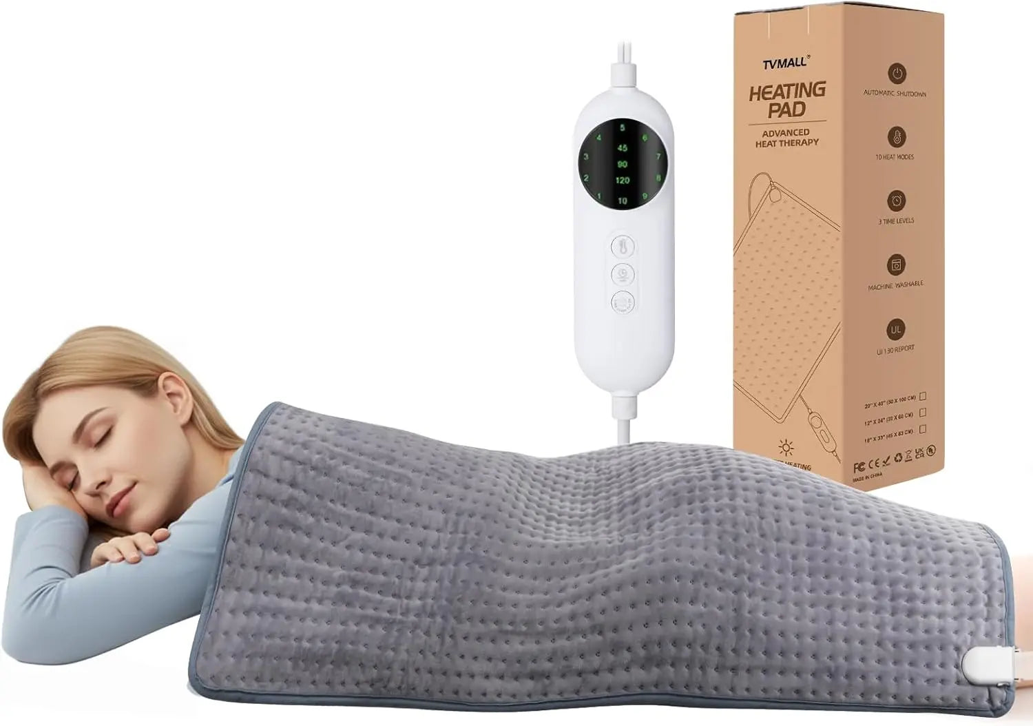 Heating Pad for Back Pain, Period Cramps & Muscle Relief - Moist Dry Heat