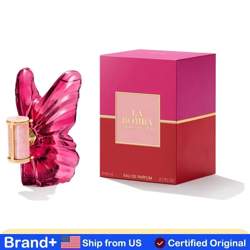 Elegant Carolina Herrera La Bomba fragrance bottle, epitome of luxury and timeless sophistication.