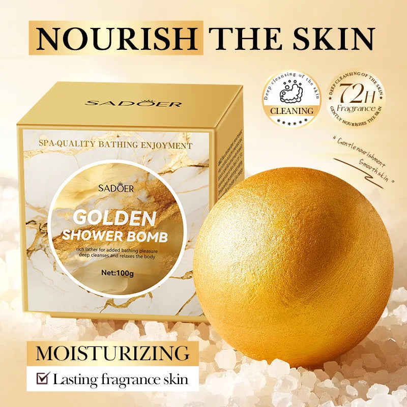 Gold Bath Salt Ball Deep Cleansing Body Bath Salt Ball for Relaxation
