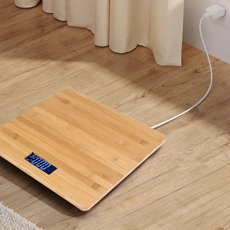 Wood Bathroom Scale Smart Body Fat Scale with 60 Inch Soft Measuring Tape.