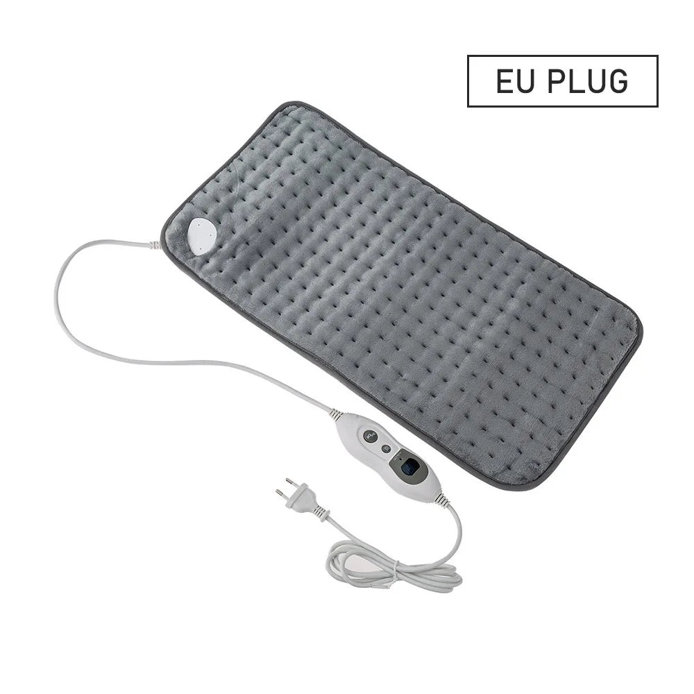 Electric Heating Pad Grey 100W Flannel Moist Dry Therapy Back Pain