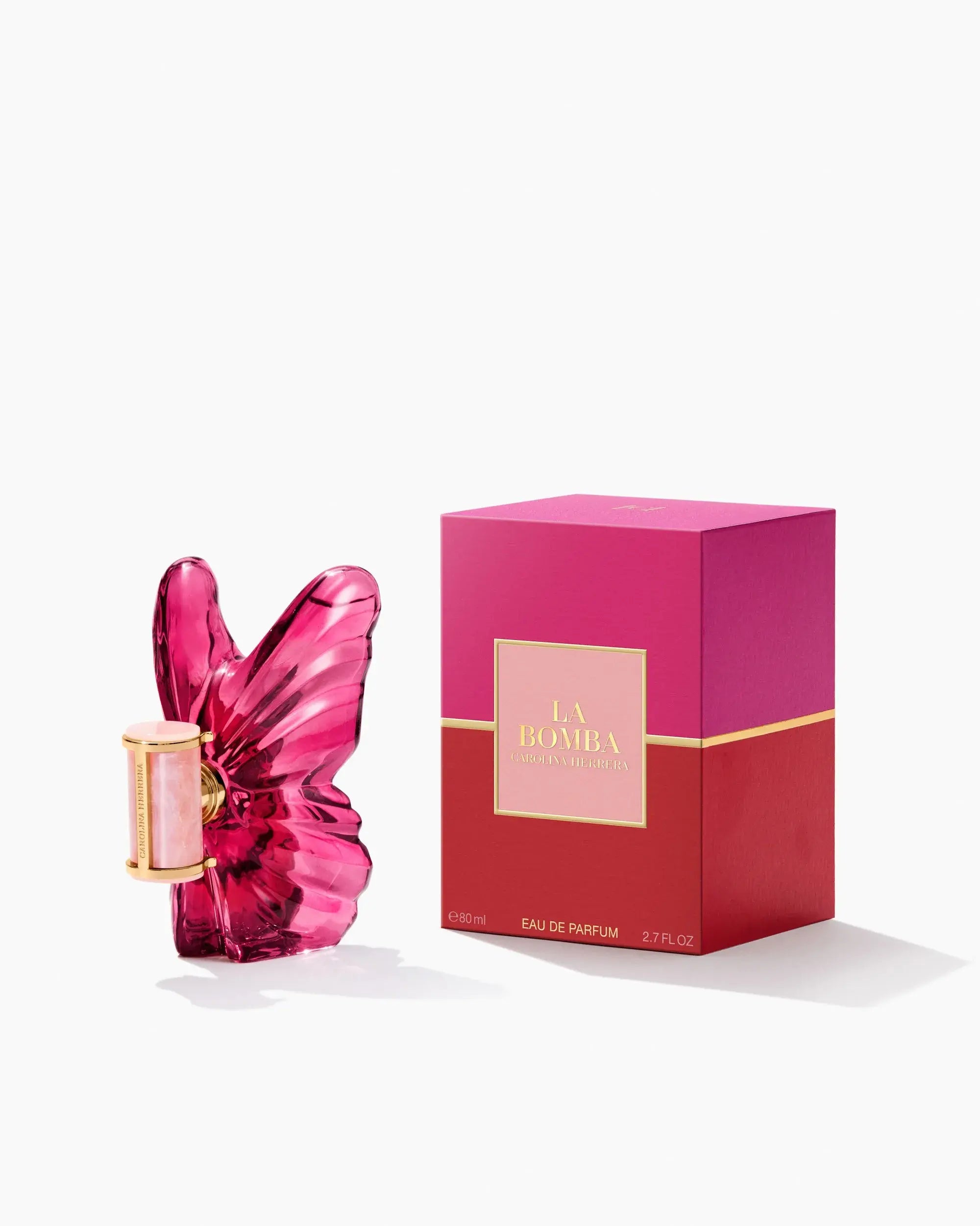 Elegant Carolina Herrera La Bomba fragrance bottle, epitome of luxury and timeless sophistication.