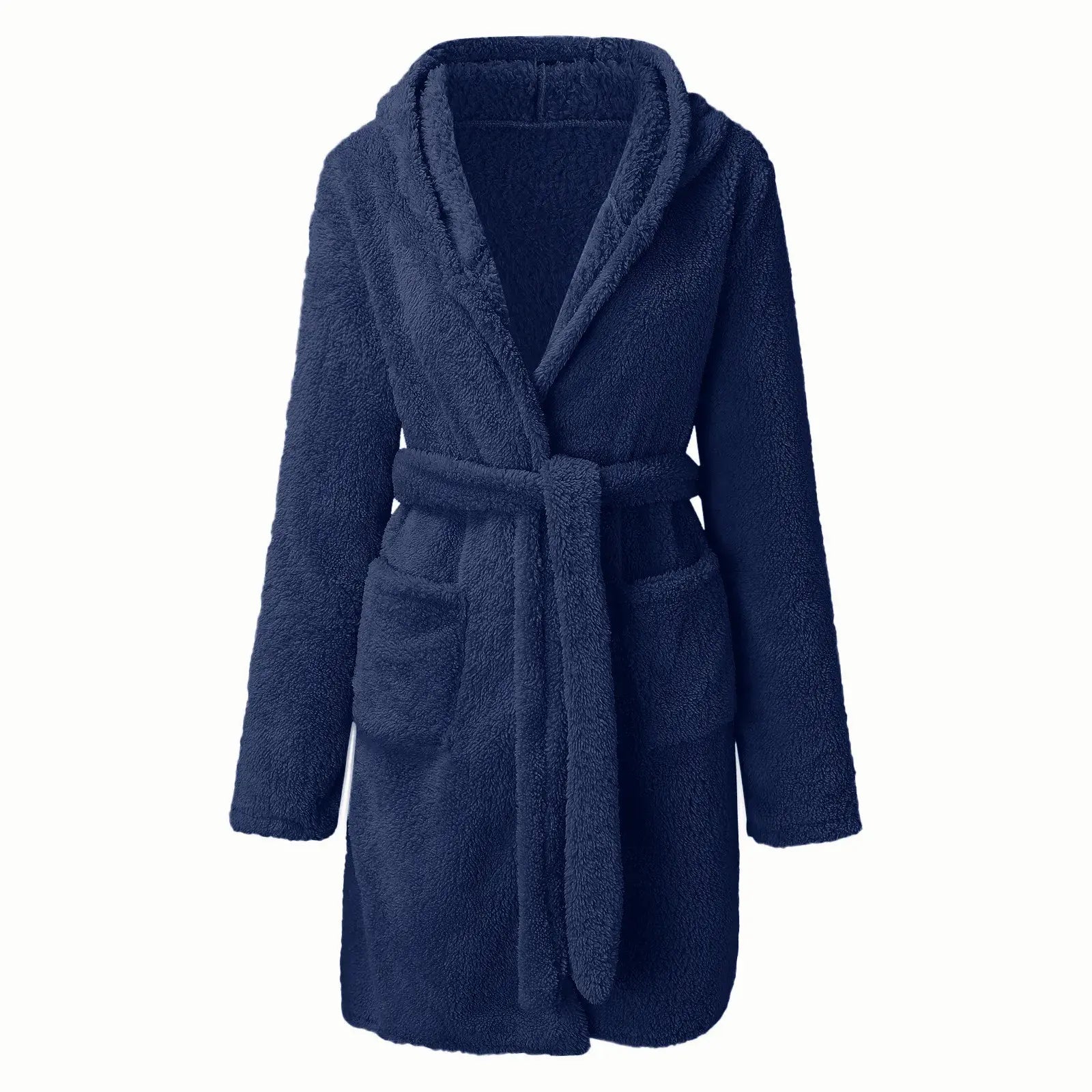 Autumn Winter Women Sexy Bath Robe Fluffy Plush Pyjamas Ladies Hooded.