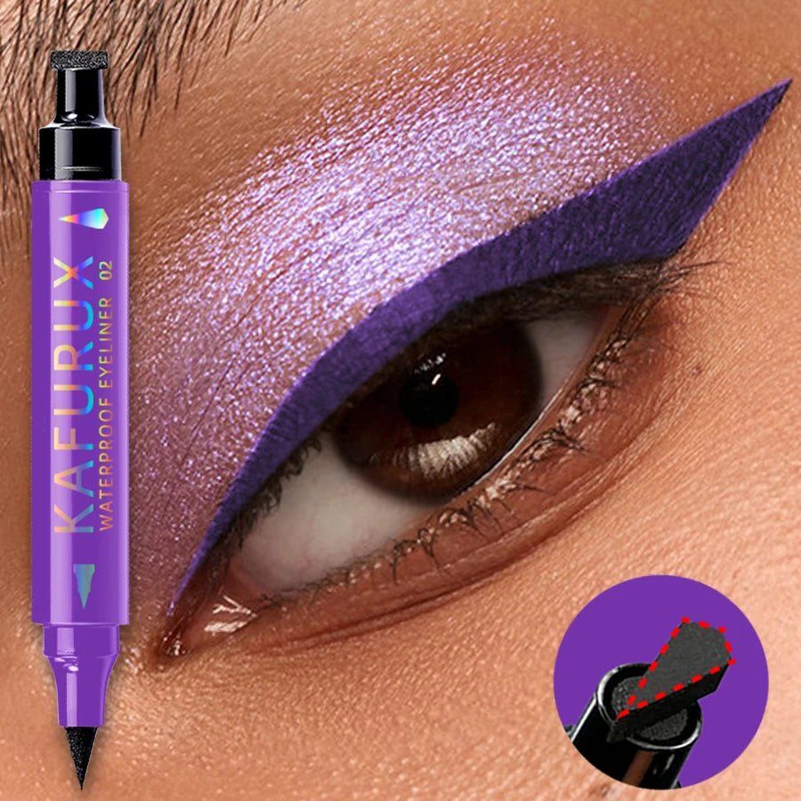 3-color Dual-ended stamp pen eyeliner smooth quick-drying eye makeup