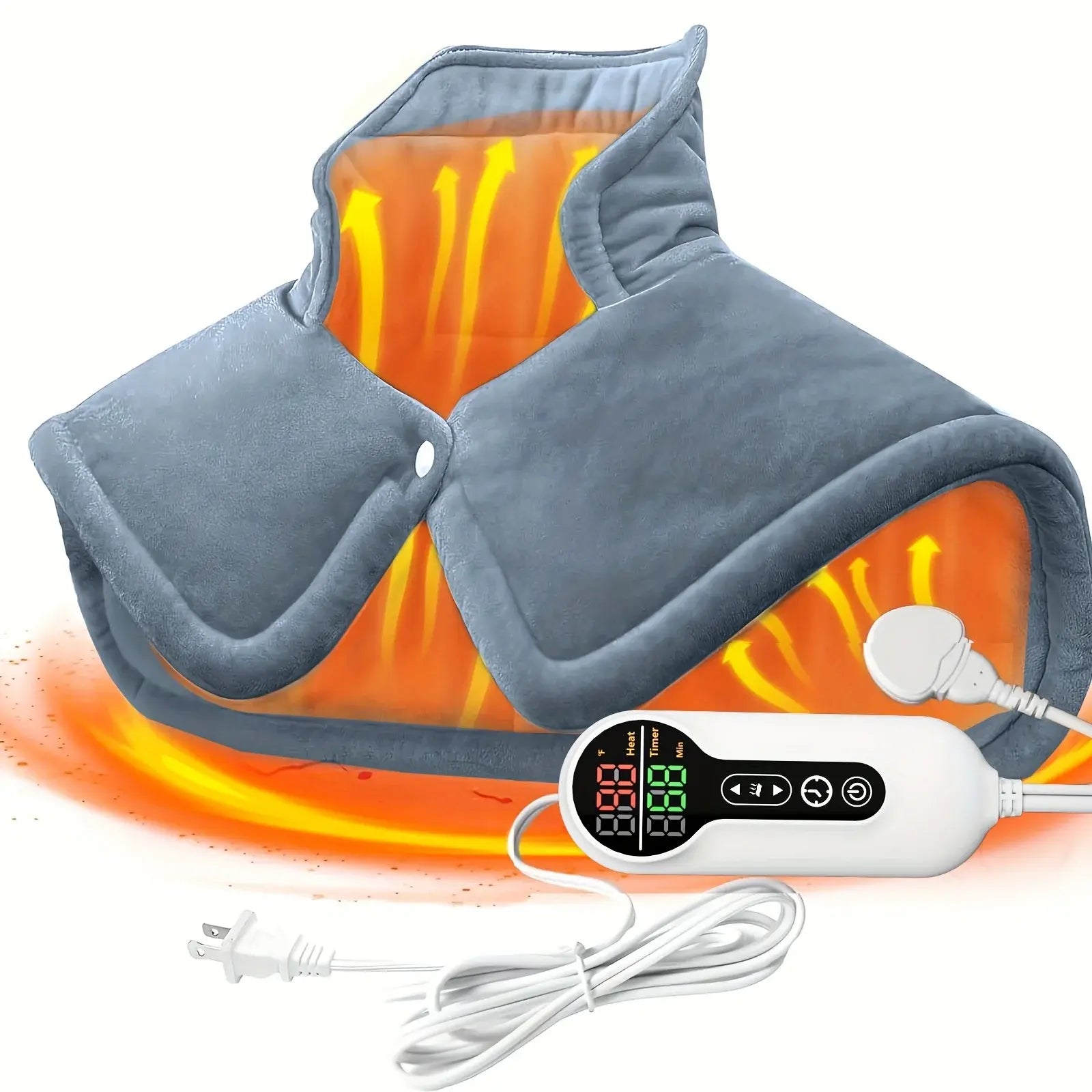 Neck & Shoulder Electric Heating Pad - Weighted 6 Heat  4 Timers Auto-Off.