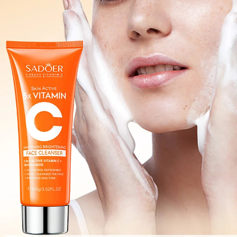 SADOER Vitamin C  Facial Cleanser Face Wash Foam Cleanser Deep Cleansing