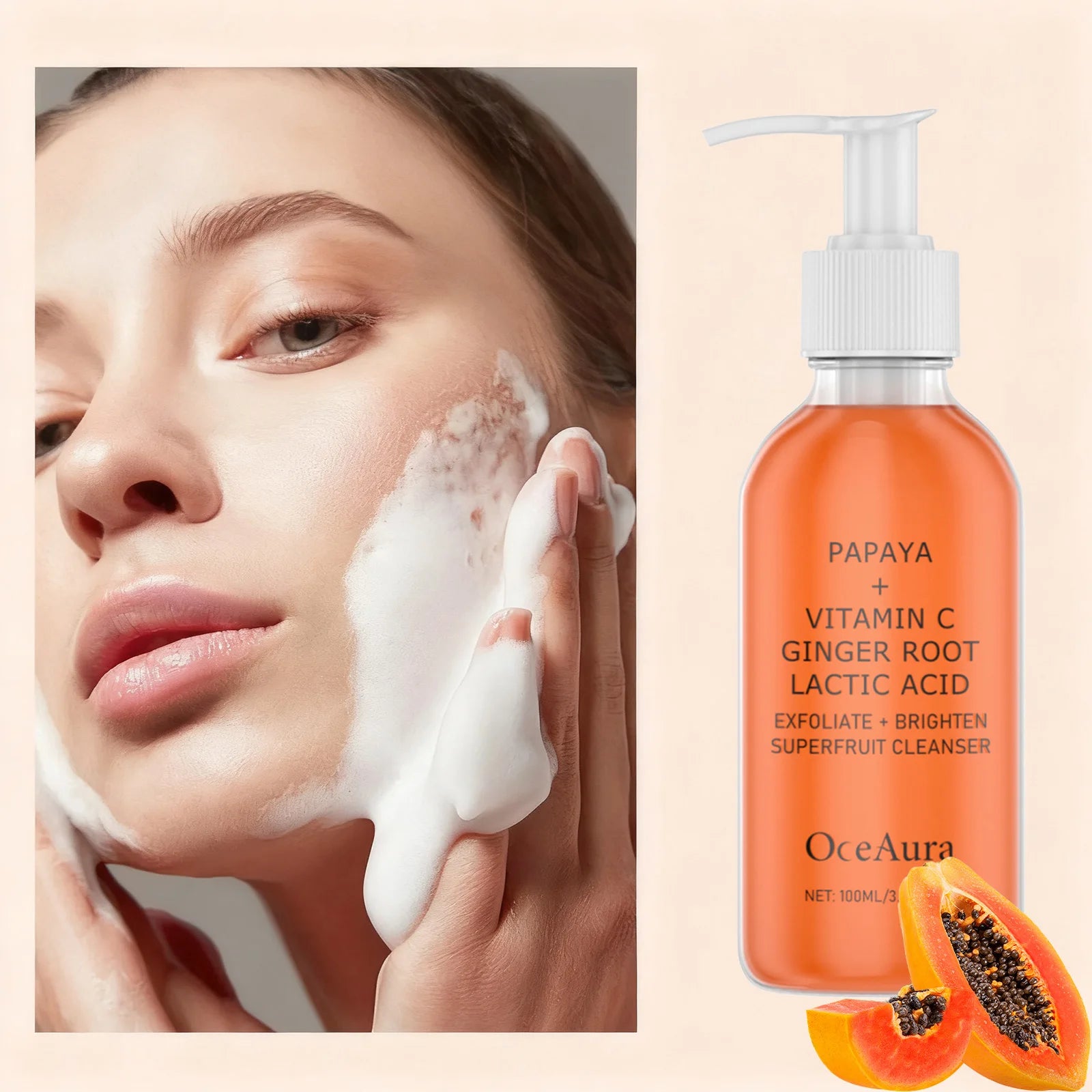 Papaya Face Wash Deep Exfoliating Oil Control Blackheads Cleanser