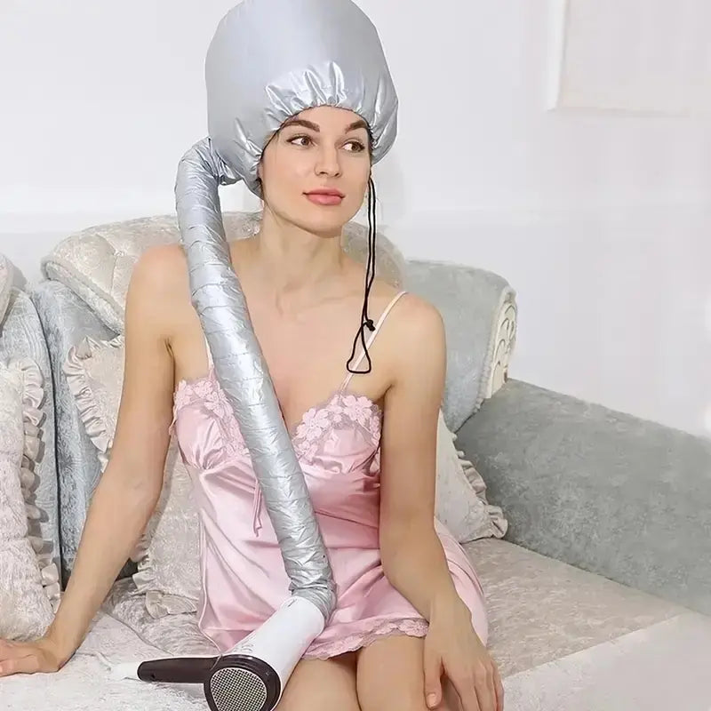 1pc Effortless Home Hair Care - Warm Air Bonnet Cap for Quick Drying.